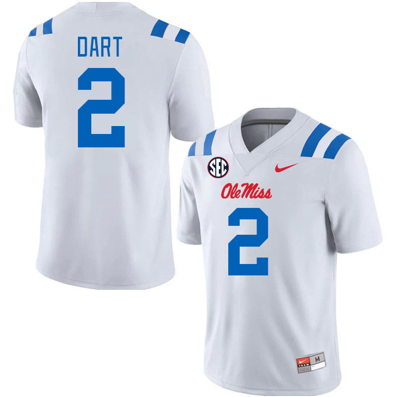 Men #2 Jaxson Dart Ole Miss Rebels 2024 New Uniforms College Football Jerseys Stitched-White